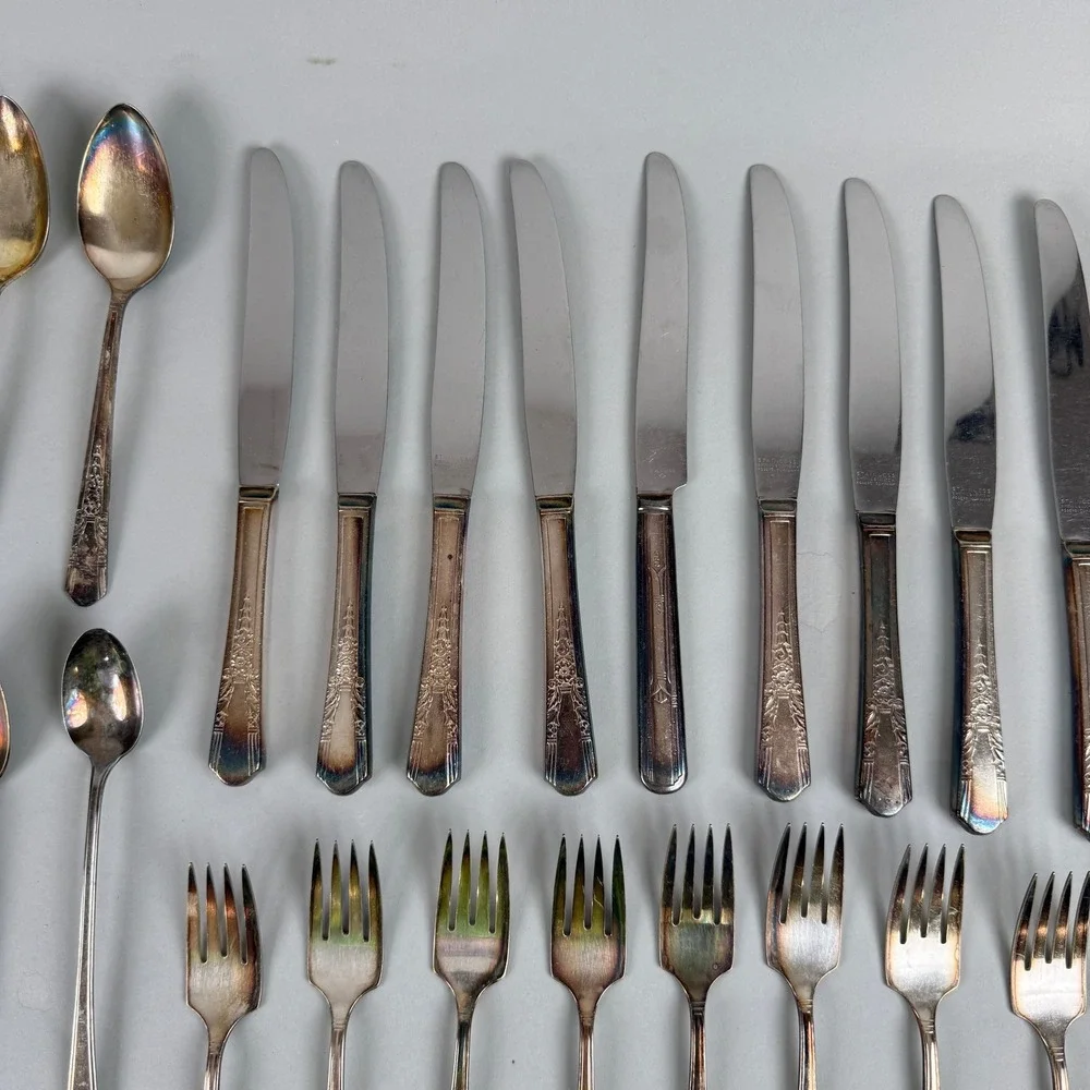 Vtg Silverplate Flatware Lot Rogers Bros Wm Rogers Holmes & Edwards EPNS 48 Pcs